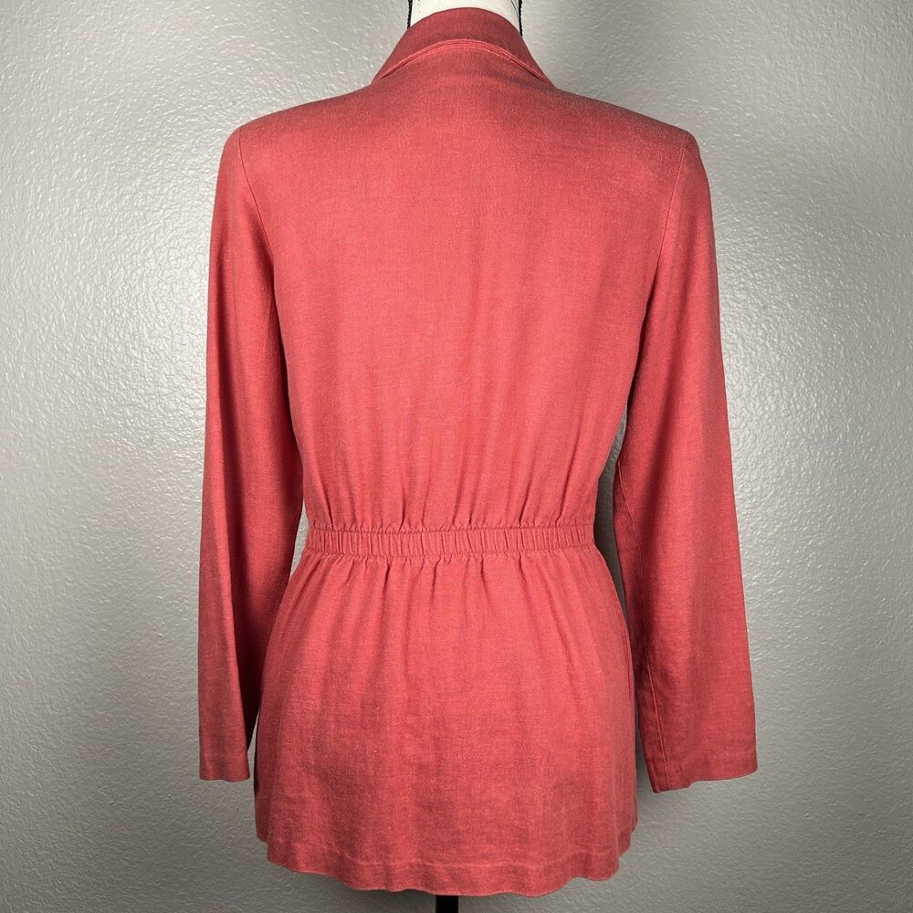 Hillard & Hanson Linen Blend Blazer Long-Sleeve Button-Up Salmon Red Orange - Picture 2 of 10